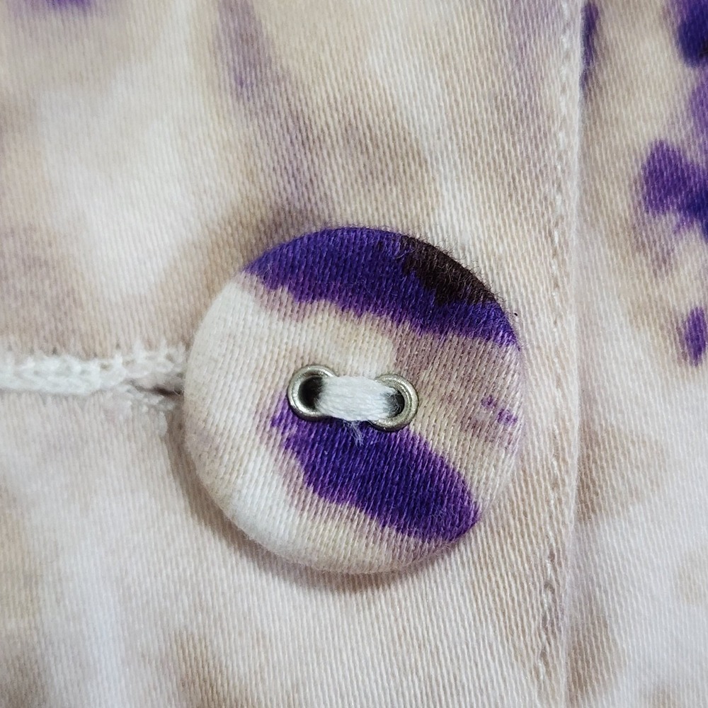Chicos Women's Jacket Sz 1 Beige Purple Animal Print Button M Size‎ 8 - Picture 9 of 9